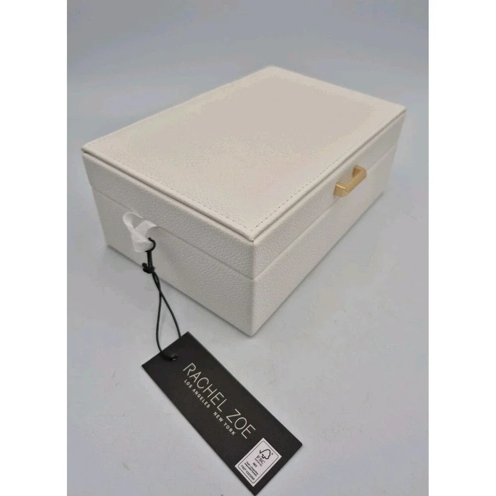 Rachel Zoe Jewelry Box Ivory Tone Faux Tone Hardware Ring Organizer New With Tag